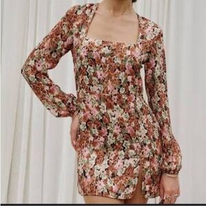 RESA Jasmin Floral Long Sleeve Dress in Pink and Brown